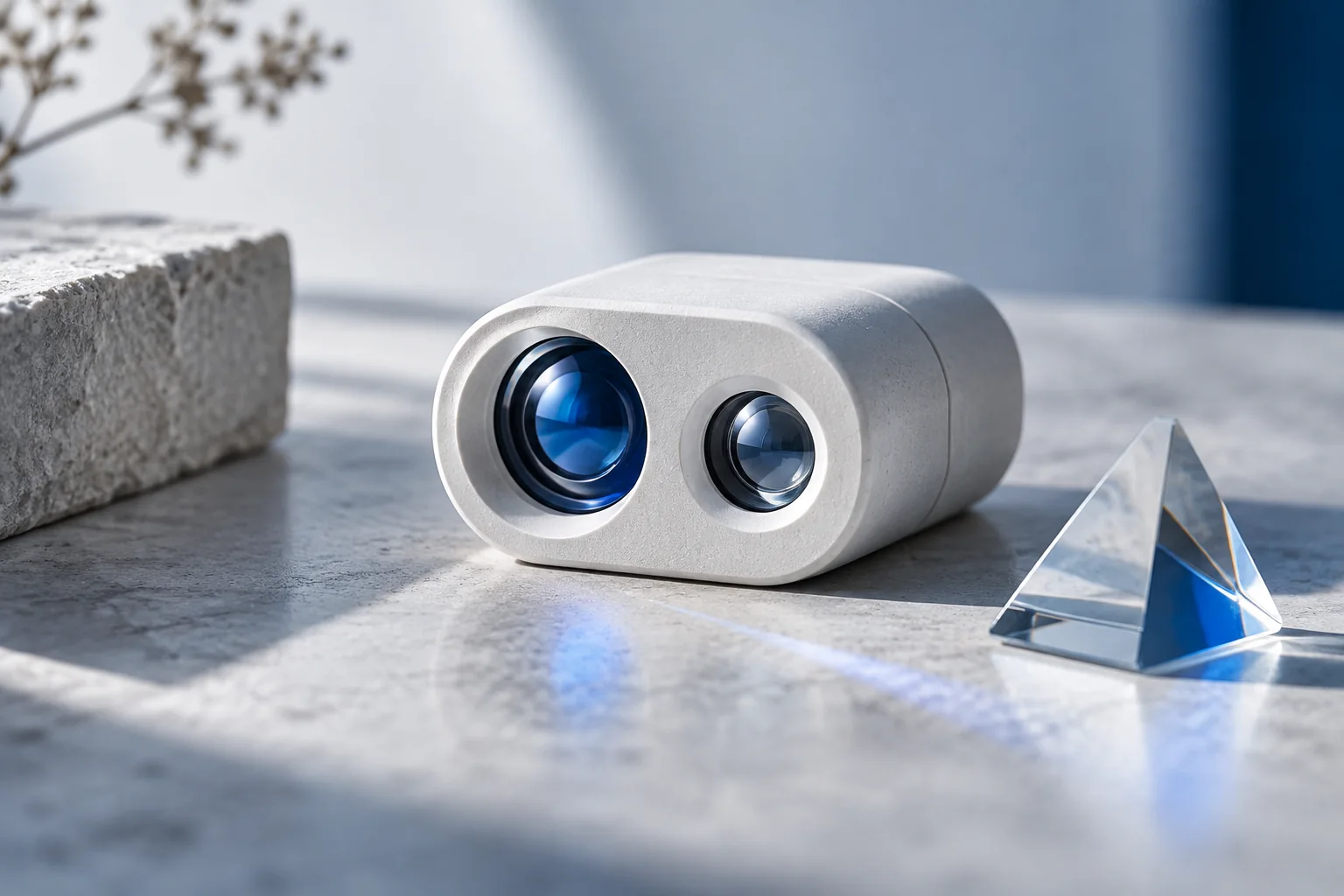 A conceptual optical sensor with two blue lenses